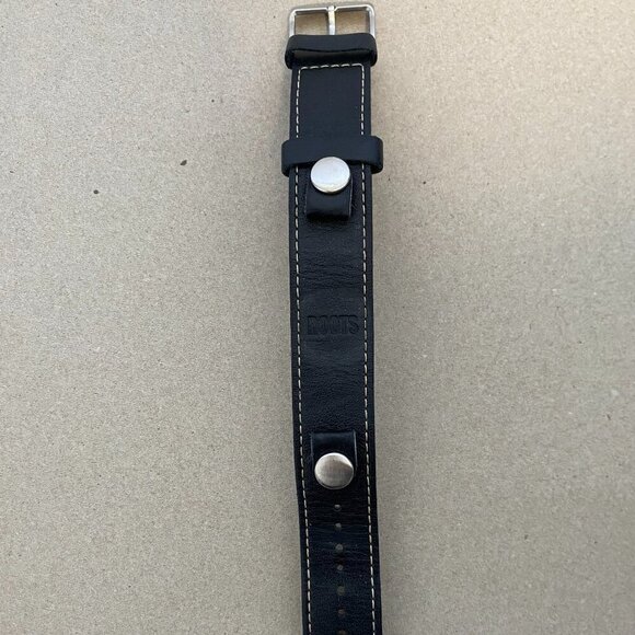Roots Black‎ Leather Watch Band - Picture 1 of 6